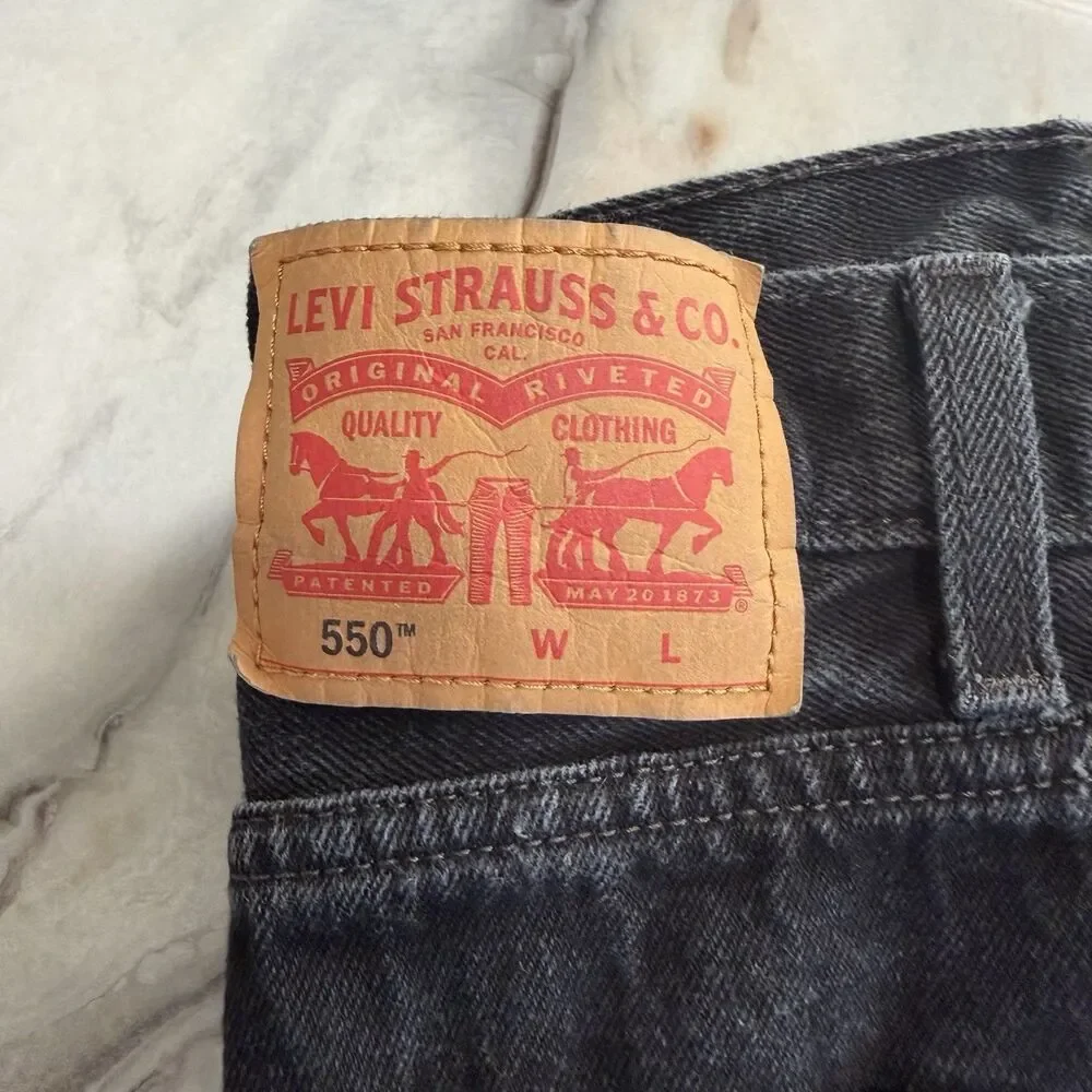 Levi's 550 Men's Black Relaxed Fit Tapered Jeans Size W44 L28 (Tag 44x30) 150th
